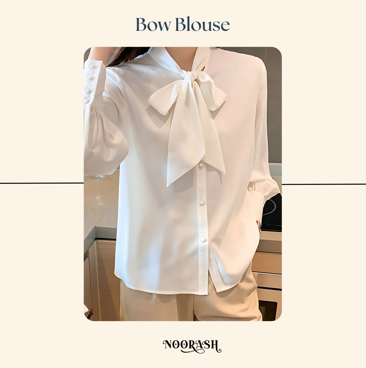 Sophisticated White Bow Blouse