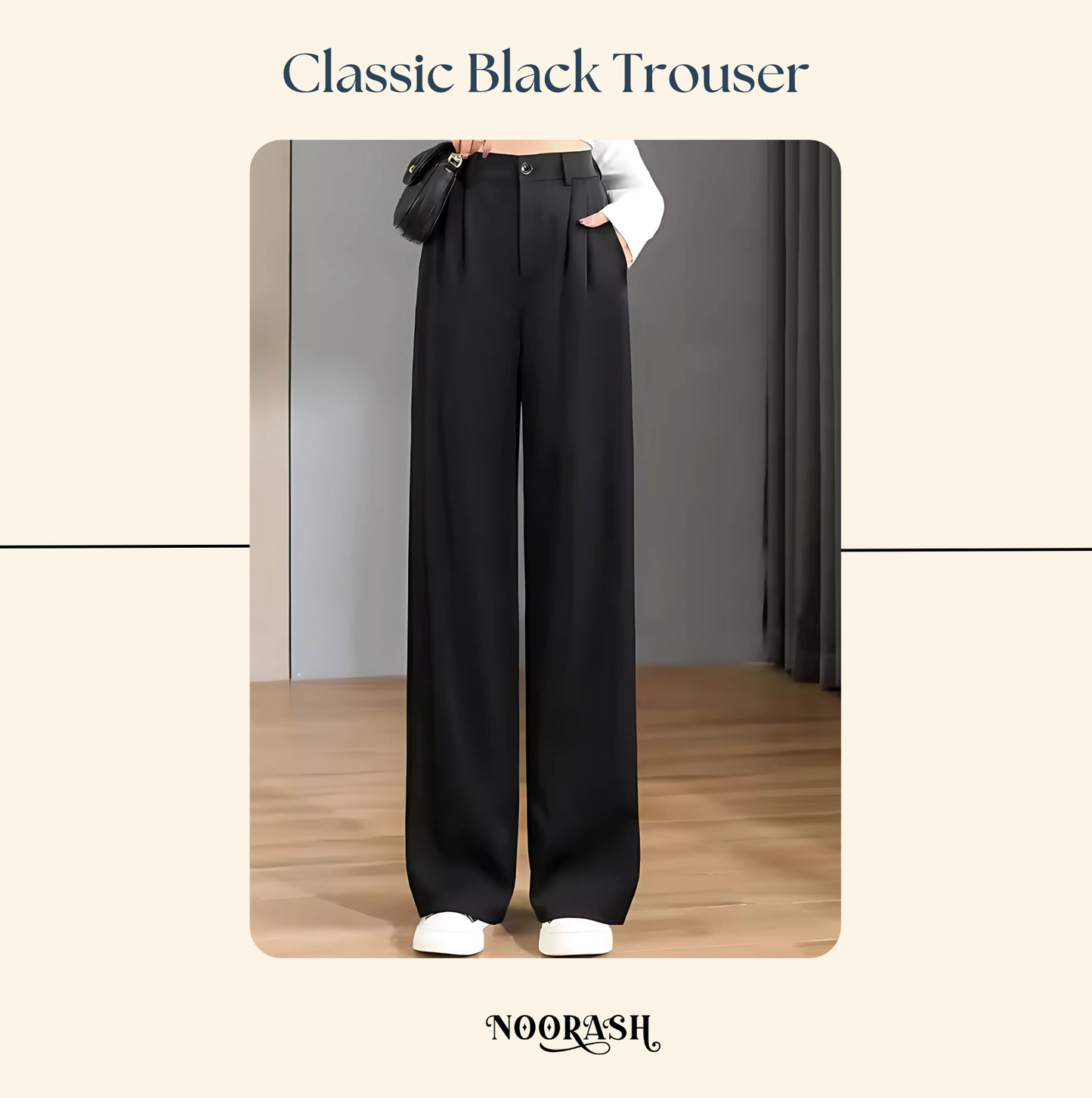 Relaxed Fit High-Waist Black Comfort Trouser