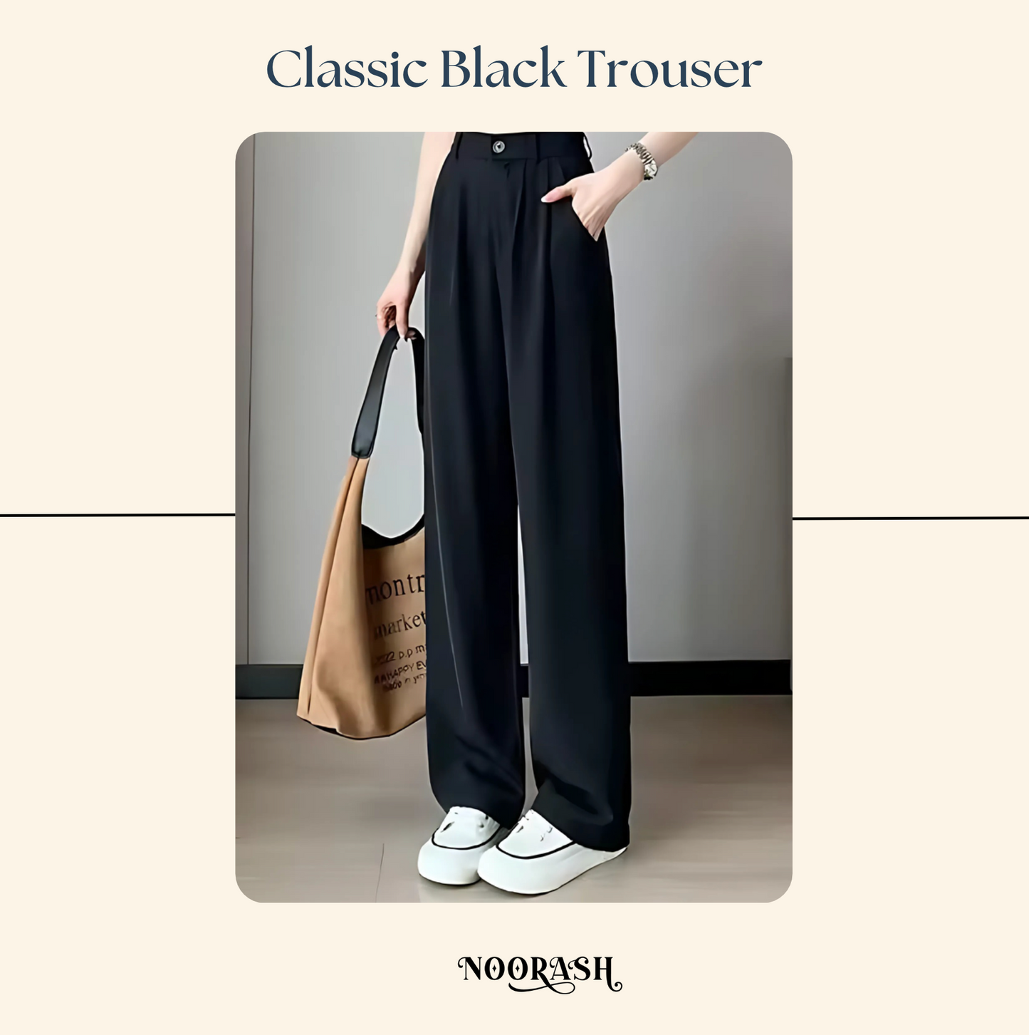 Relaxed Fit High-Waist Black Comfort Trouser