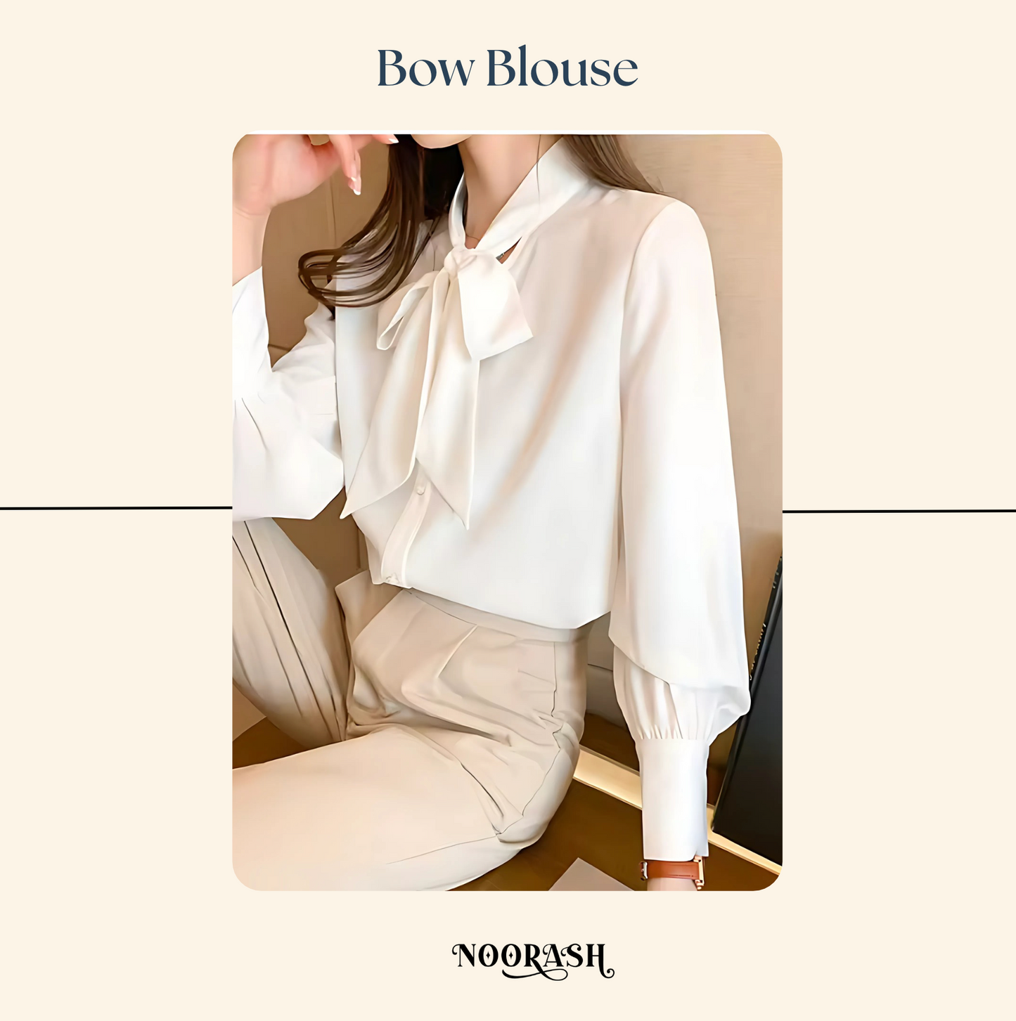 Sophisticated White Bow Blouse