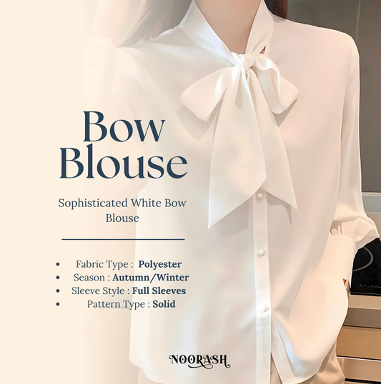 Sophisticated White Bow Blouse